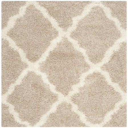 SAFAVIEH Dallas Shag Power Loomed Square Rug- Beige - Ivory- 6 x 6 ft. SGD257D-6SQ